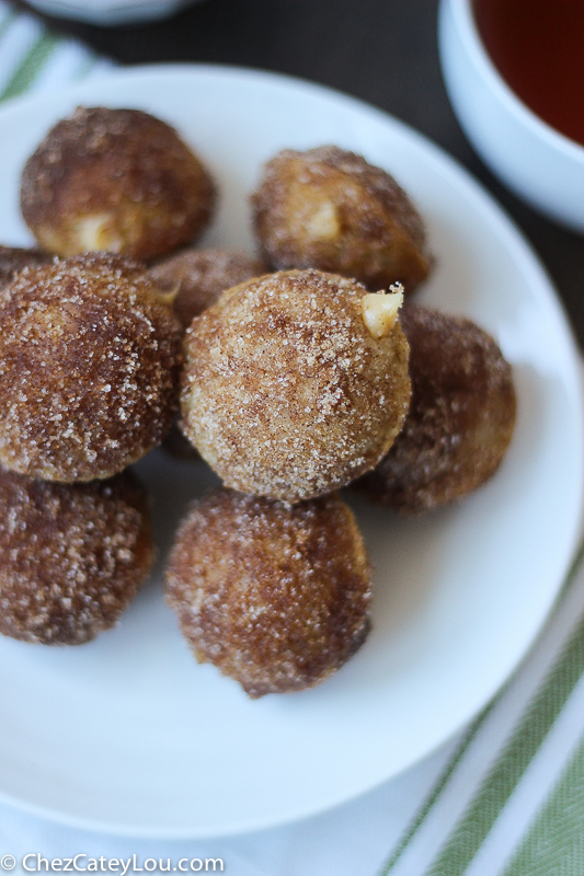 Churro Donut Holes with Dulce de Leche Filling - Chez CateyLou