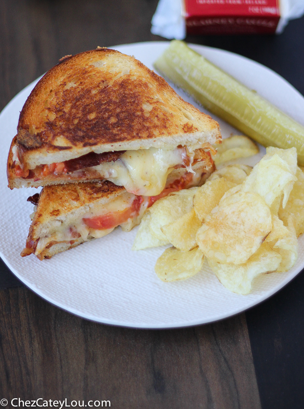 The Ultimate Grilled Cheese with Tomato and Bacon  | ChezCateyLou.com 