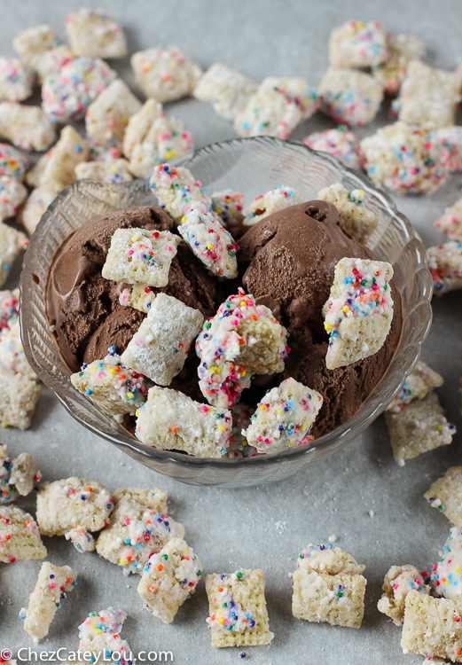 Cake Batter Puppy Chow | ChezCateyLou.com