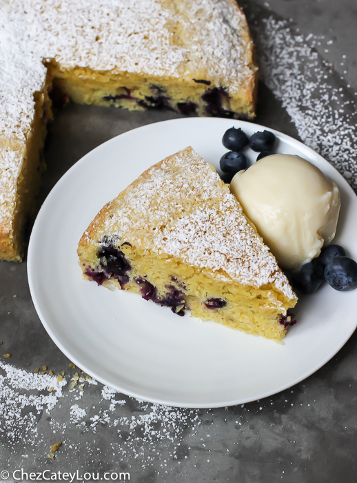 Cornmeal Olive Oil Blueberry Cake - Chez CateyLou