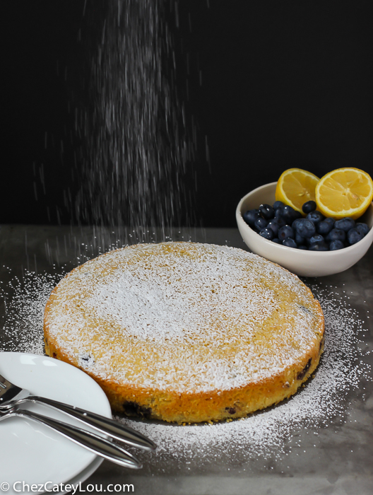 Cornmeal Olive Oil Blueberry Cake | http://ChezCateyLou.com