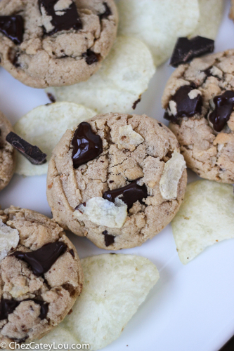 Almond Butter Chocolate Chunk Potato Chip Cookies | ChezCateyLou.com