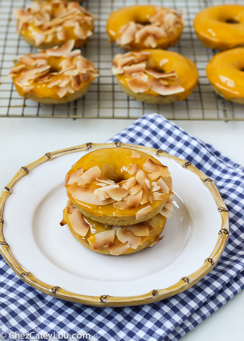 Baked Mango Coconut Donuts | http://ChezCateyLou.com