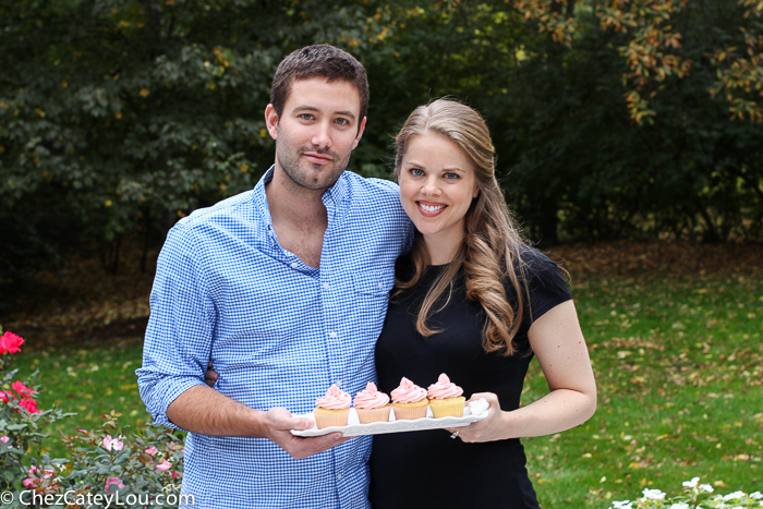 Baby Girl Cupcakes - yellow cupcakes with pink buttercream frosting | ChezCateyLou.com