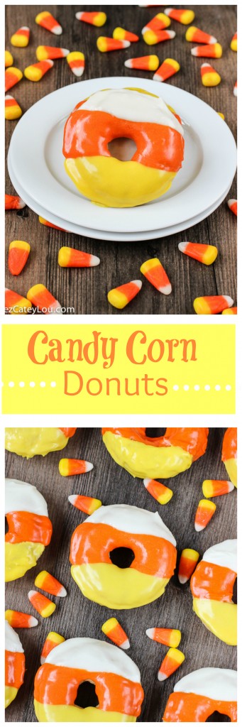 Candy Corn Donuts - perfect  for Halloween breakfast  | ChezCateyLou.com