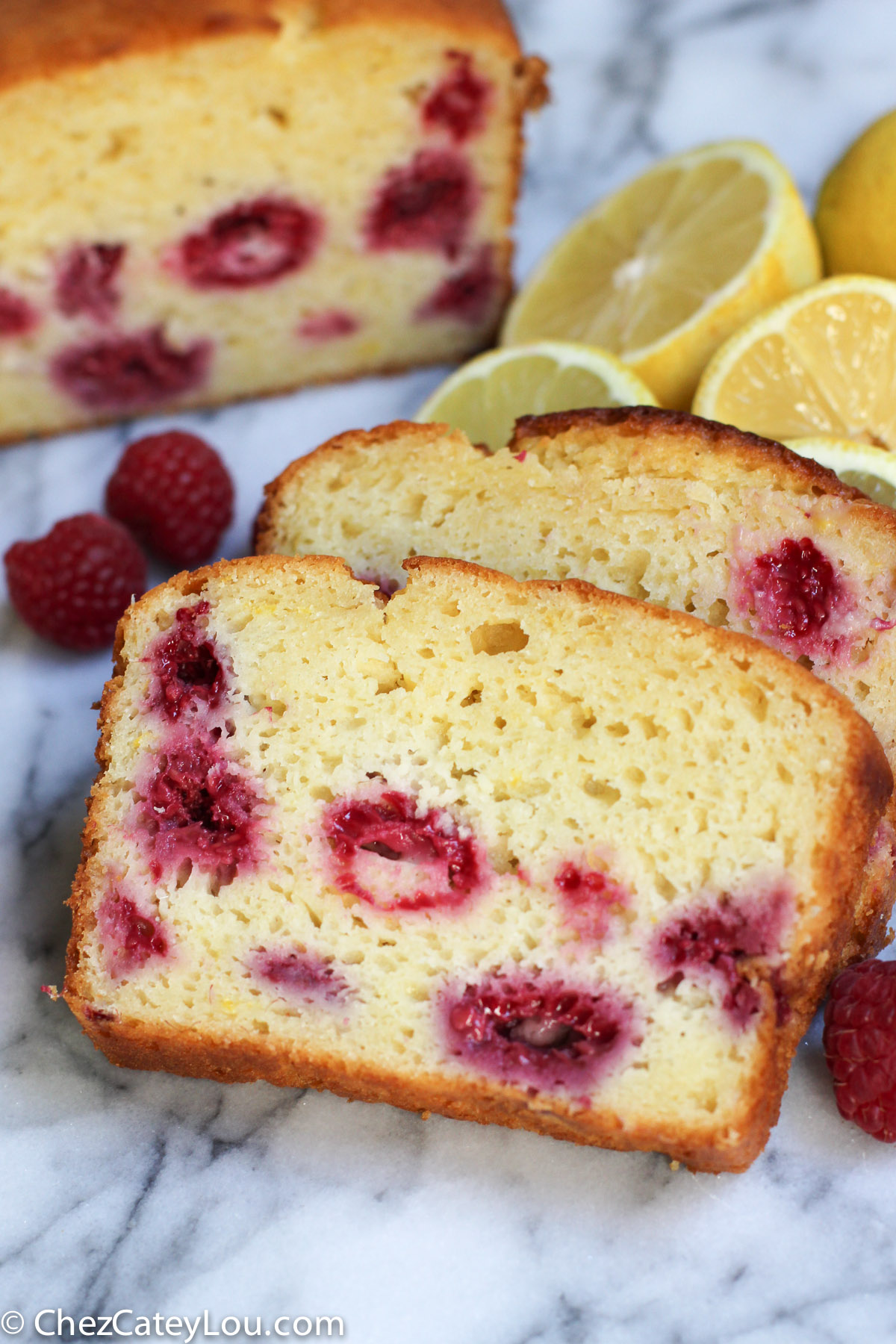 Lemon Raspberry Yogurt Cake | ChezCateyLou.com