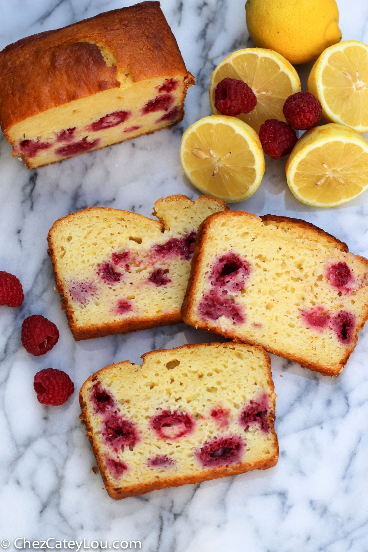 Lemon Raspberry Yogurt Cake | ChezCateyLou.com